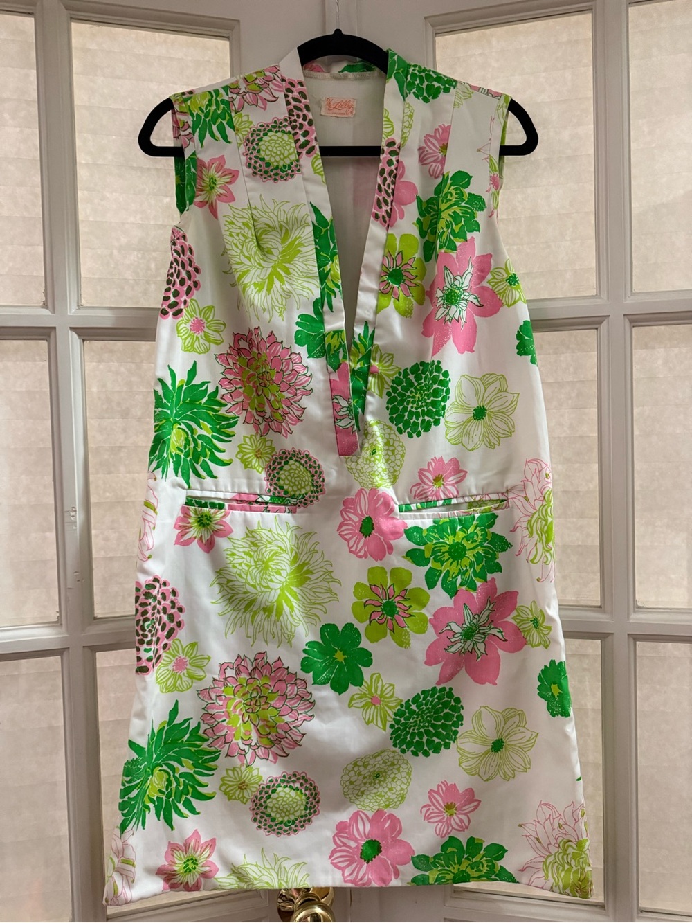 Lilly Pulitzer White Mini Dress with Pink & Green Floral Print